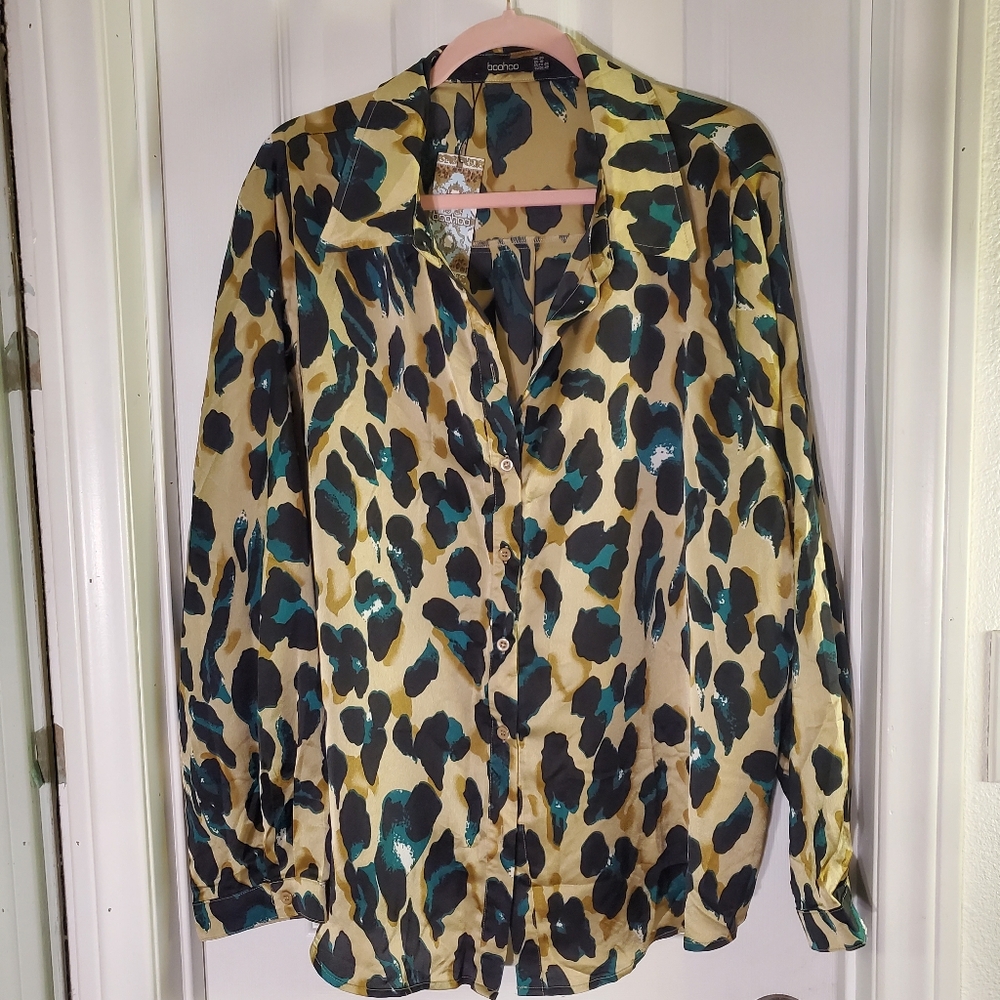 Boohoo Multicolor Leopard Print Blouse